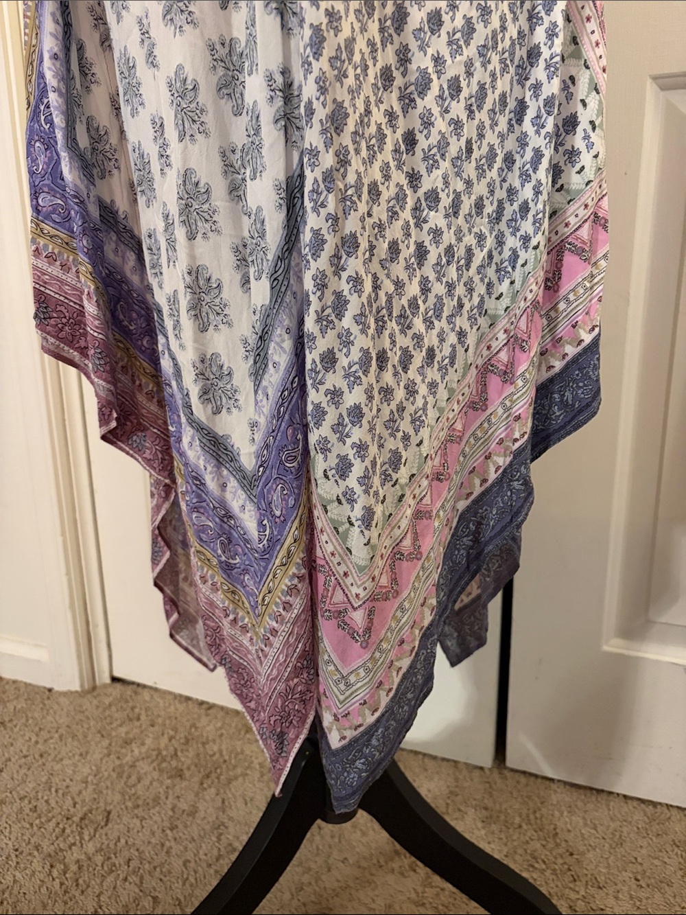 Anthropologie Floreat Pink and Purple Printed Handkerchief Midi Dress - Picture 5 of 10